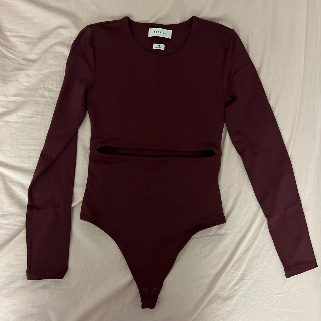 Aritzia bodysuit maroon - worn once Tag:... - Depop