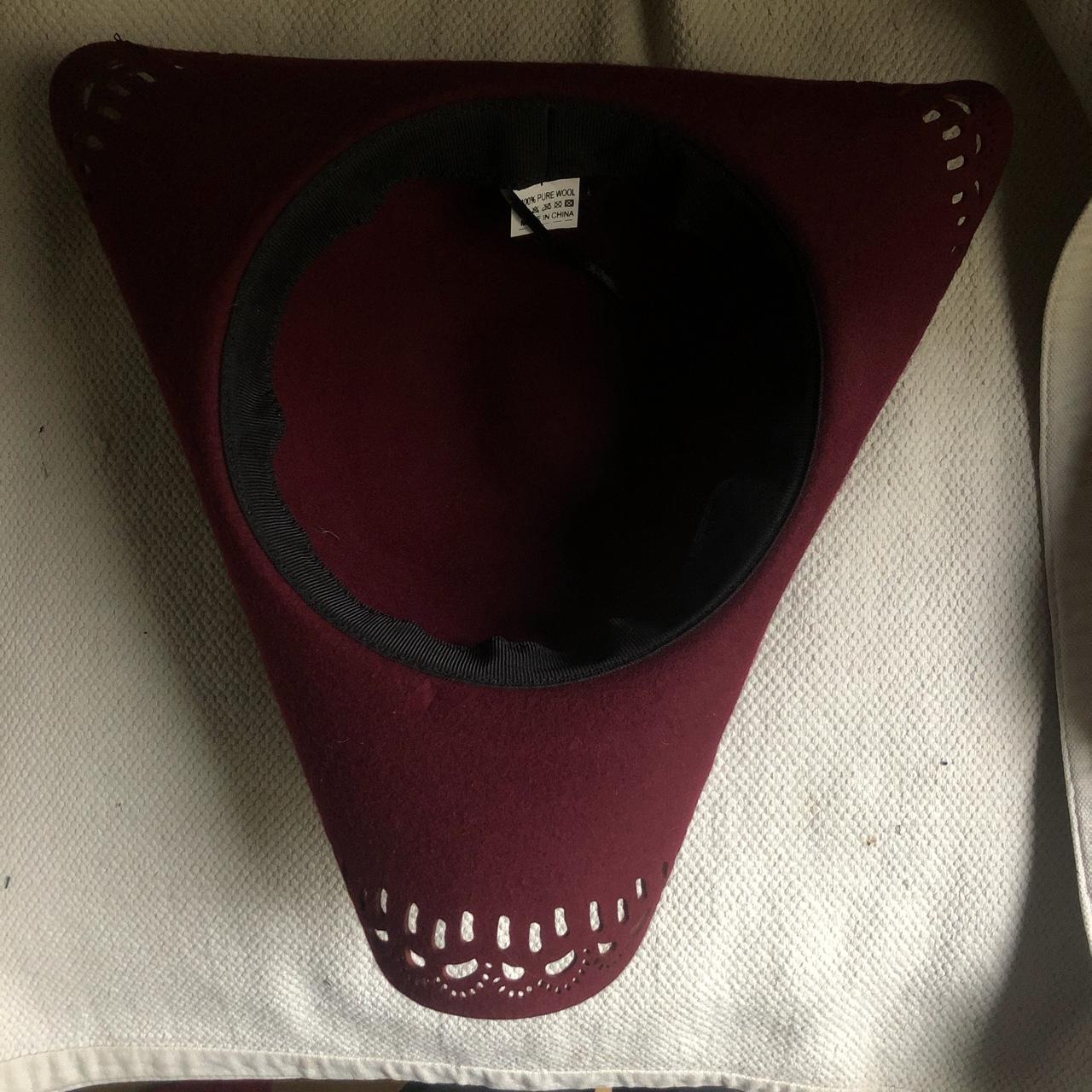 Tricorn maroon hat 3 corner hat Tricorn wool ... - Depop