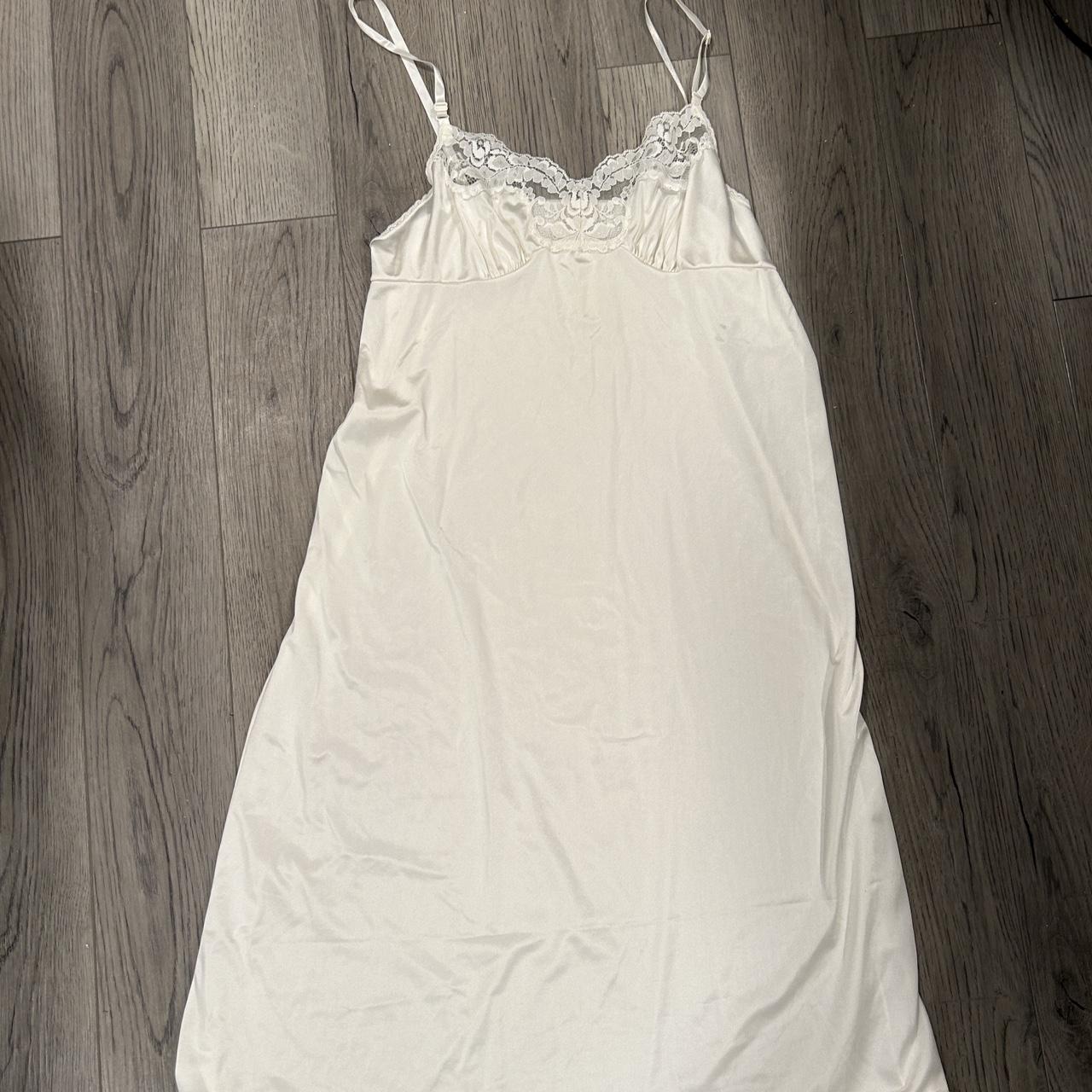 cute vintage white/cream lace slip dress size 38... Depop