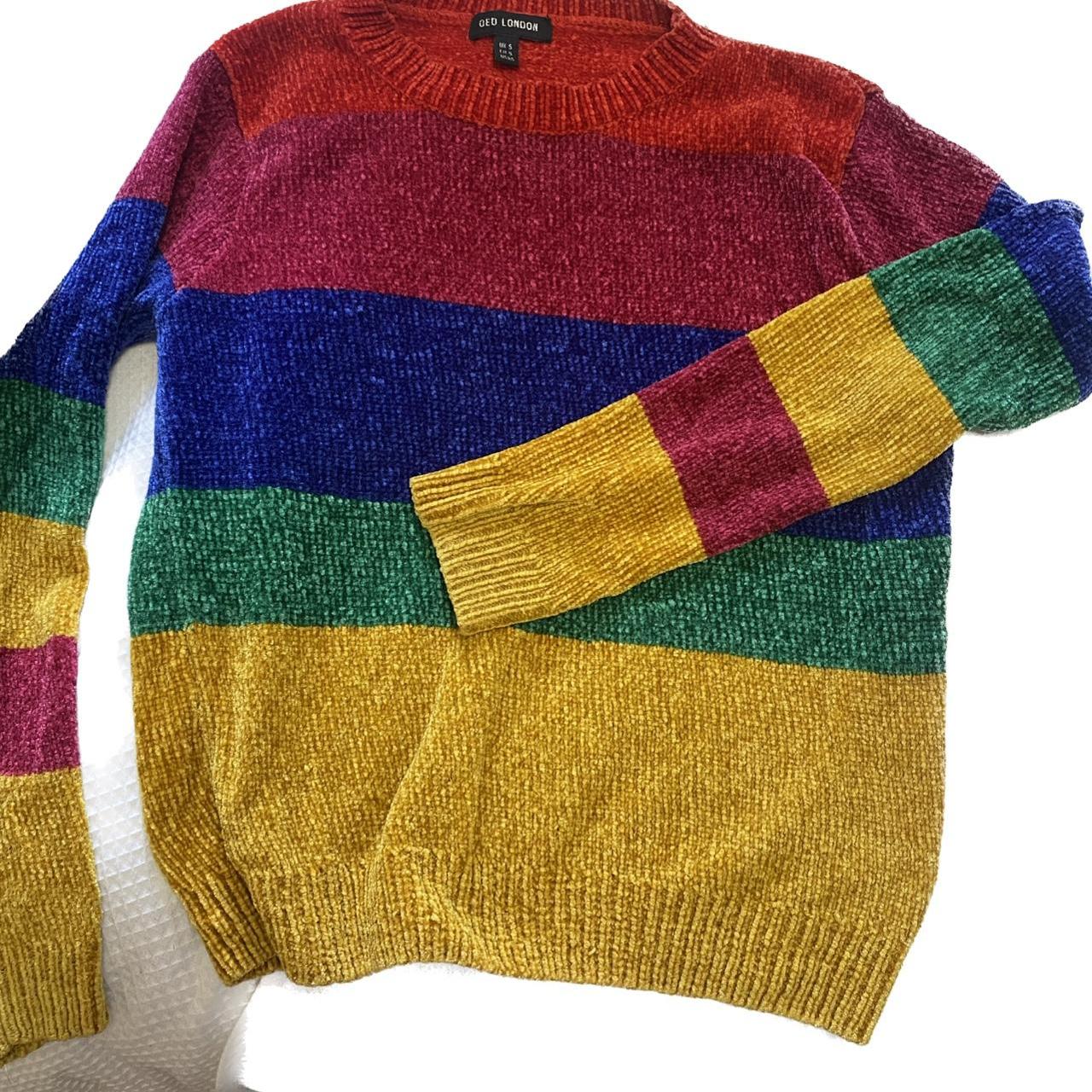 Rainbow jumper, brand QED London #rainbow #winter... - Depop