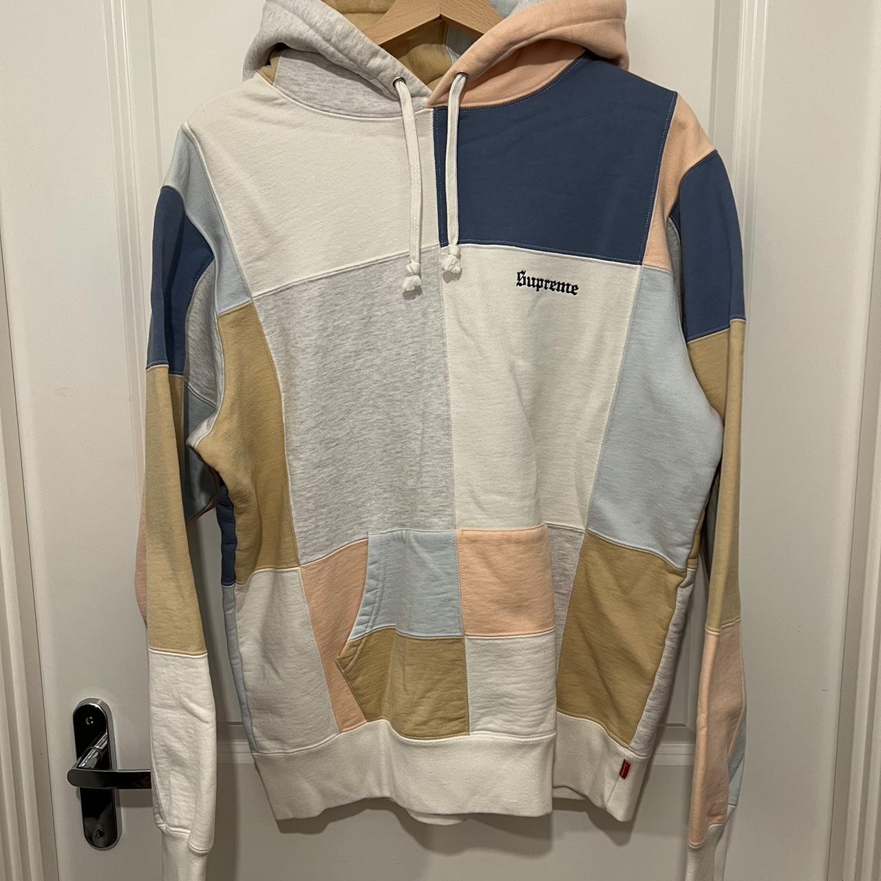 Supreme patchwork hoodie white hotsell