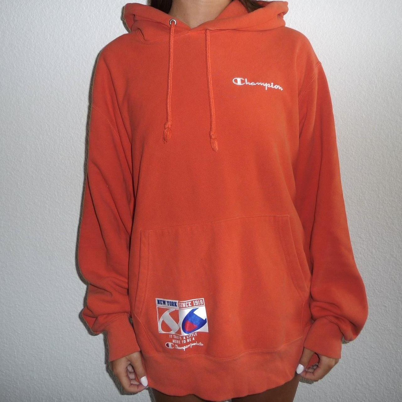 Orange champion hoodie urban outfitters best sale