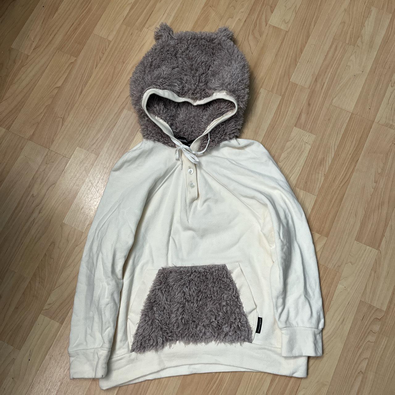 Rare Mercibeacoup bear fur hoodie Size M unisex /... - Depop