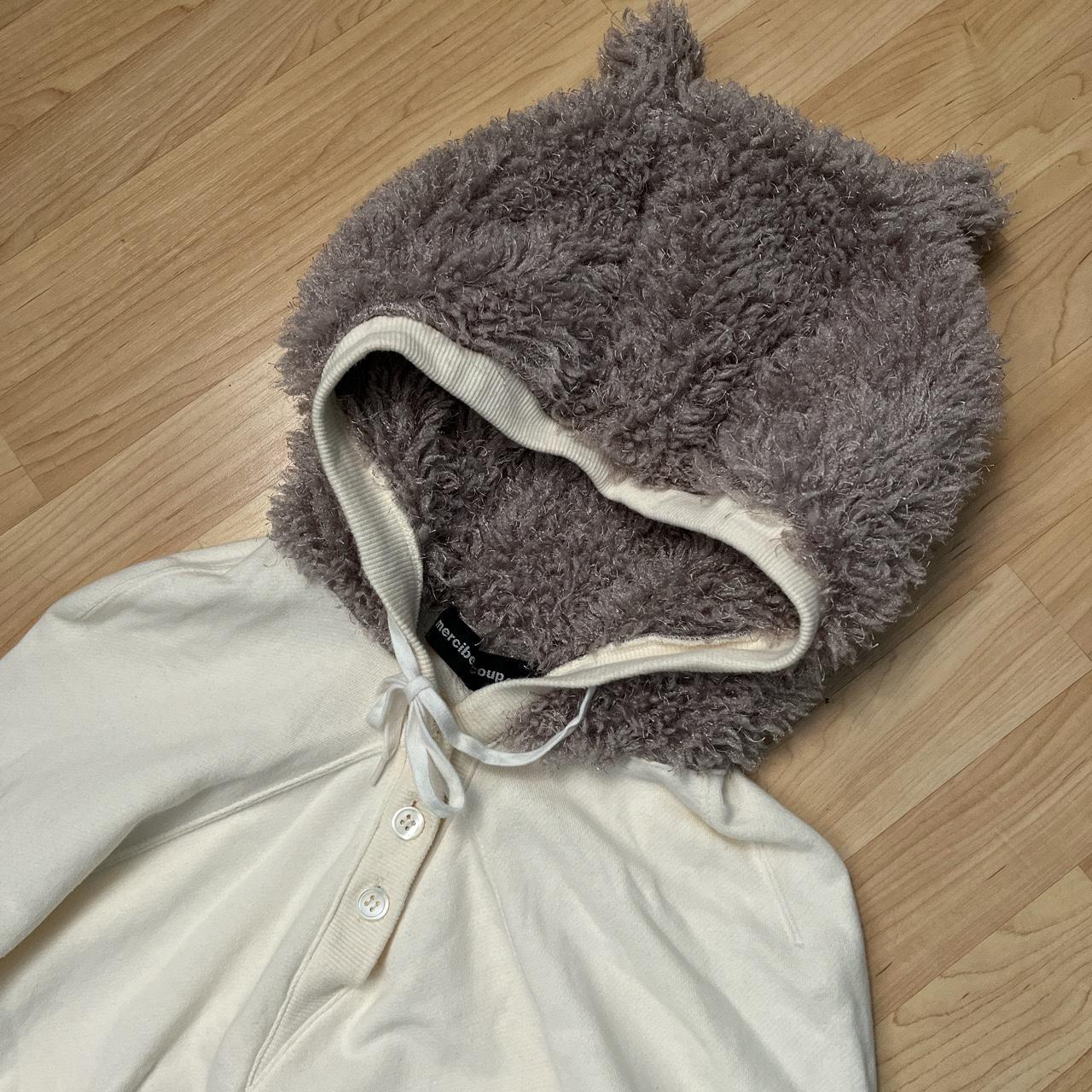 Rare Mercibeacoup bear fur hoodie Size M unisex /... - Depop