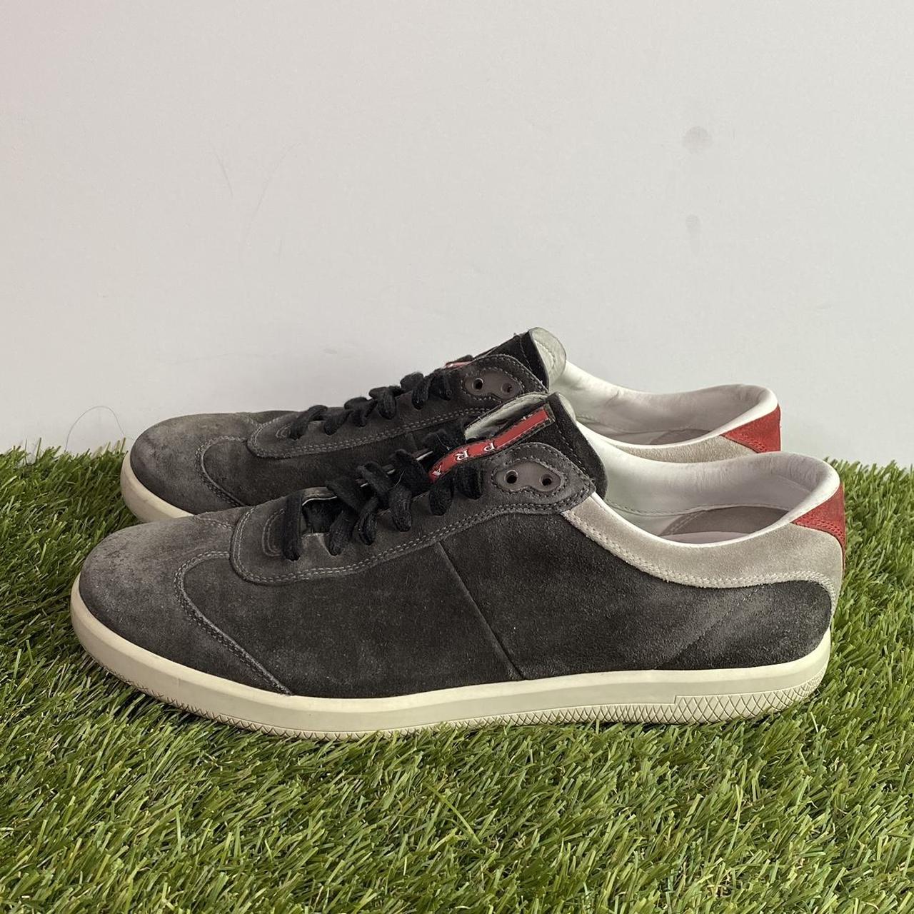 Prada grey suede sneakers hotsell