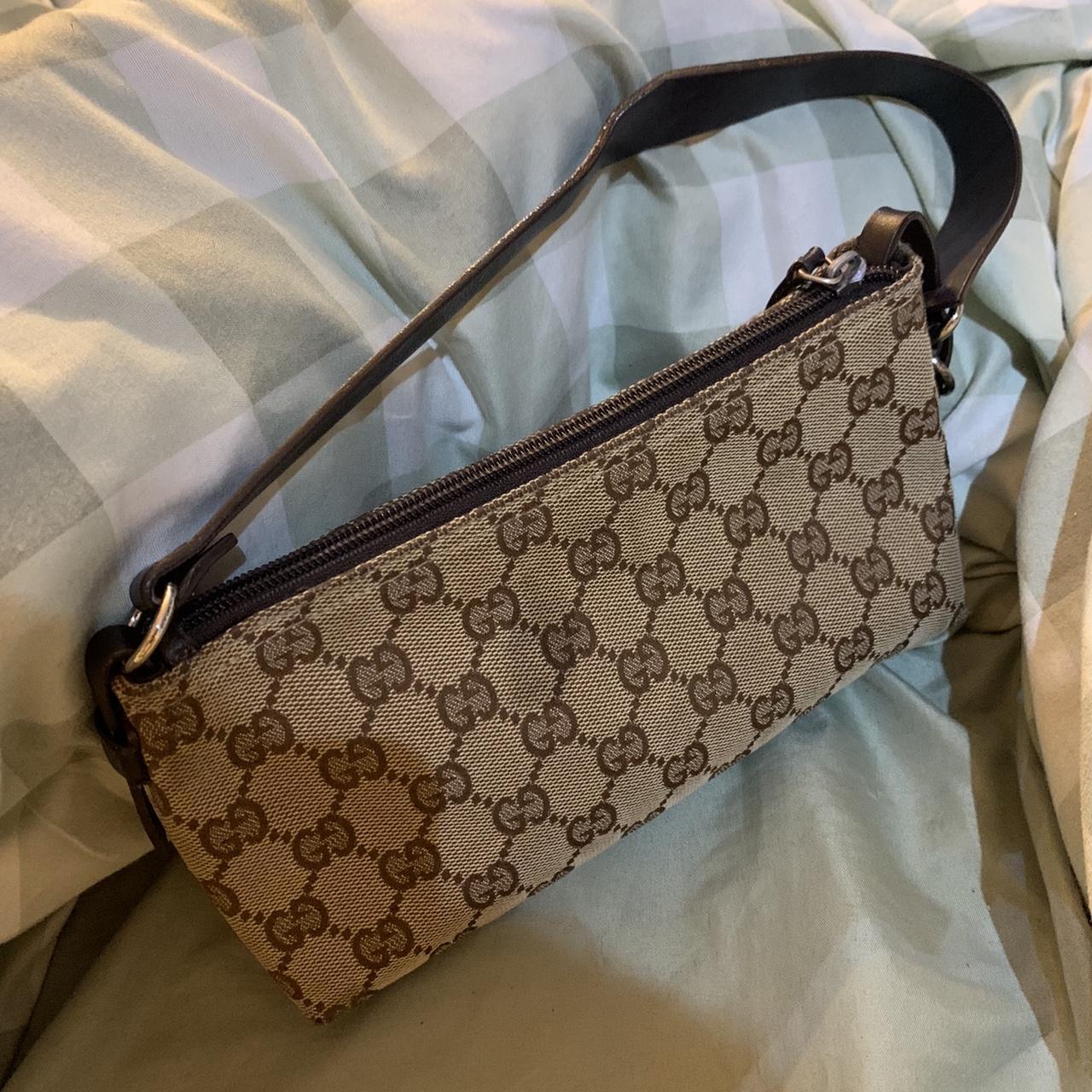 Gucci bag , split handle , worn. Genuine - Depop