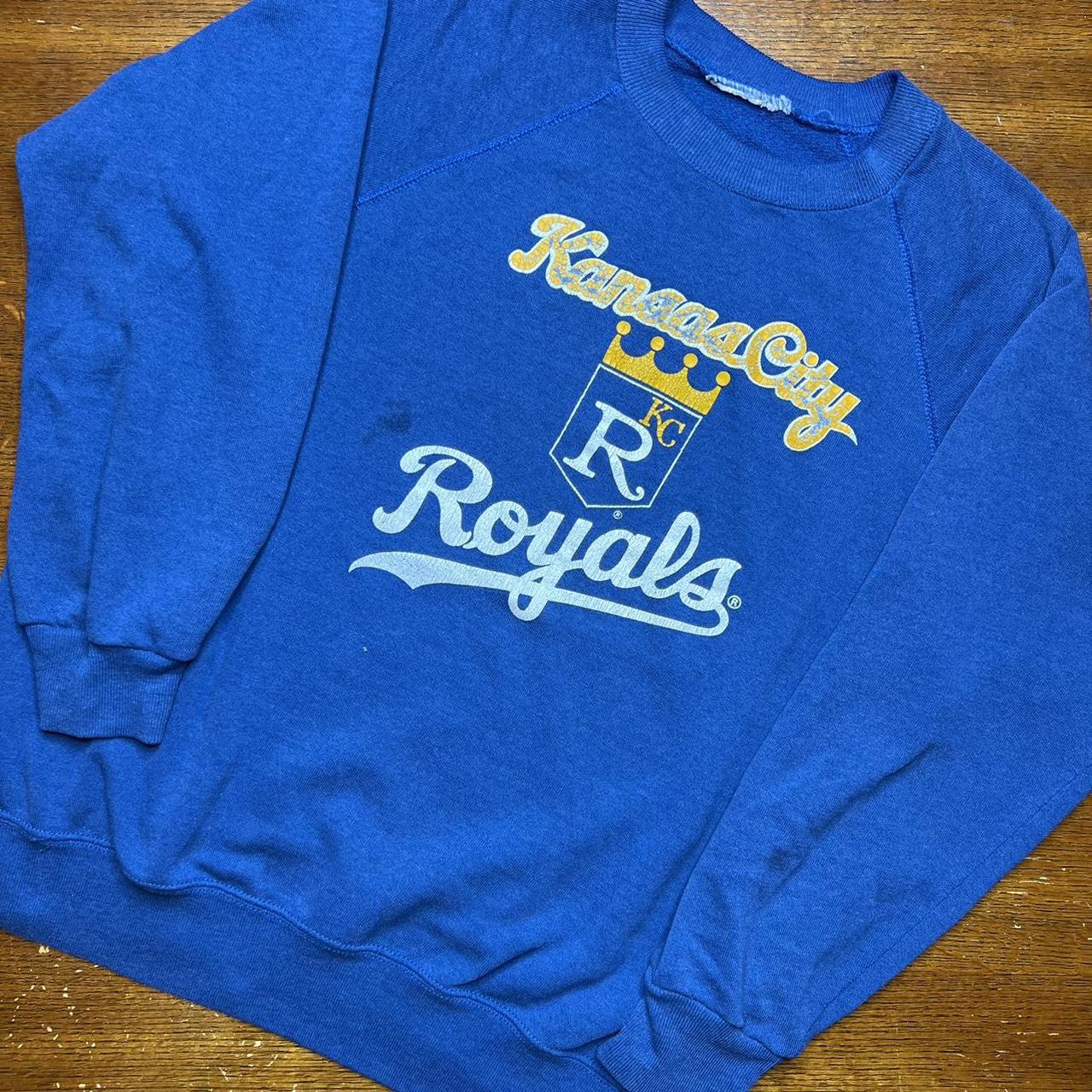 Kansas City Royals Vintage Crop Hoodie Hooded Sweatshirt By AE Tailgate  Apparel
