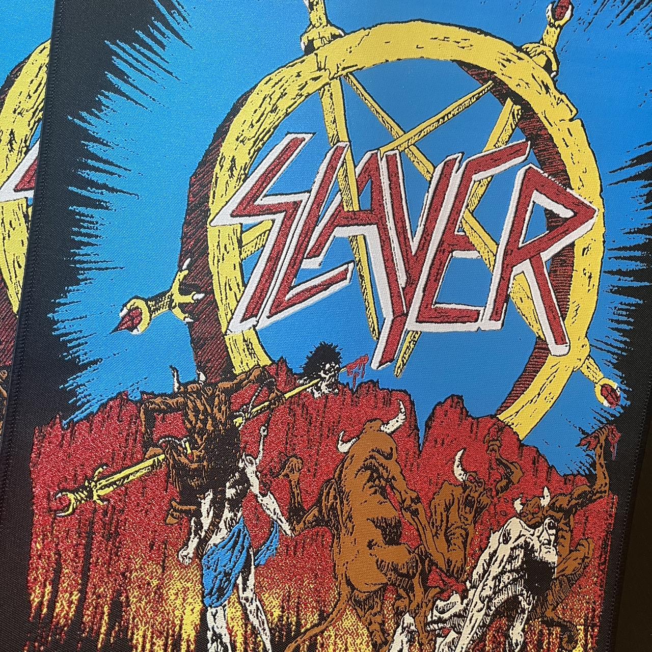 Slayer Hell Awaits woven back patch. Comes in black - Depop