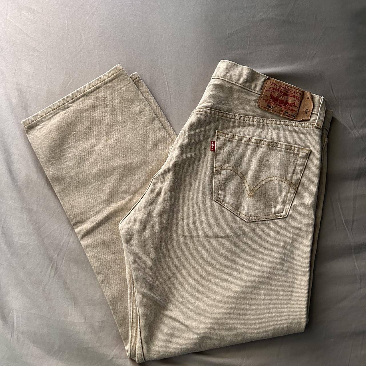 Brand new cream Levi 501 jeans Size... - Depop