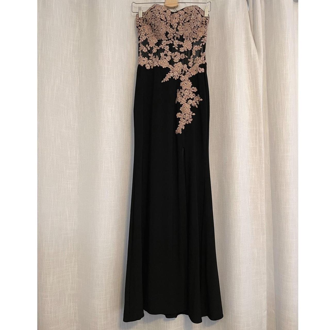 David's bridal black sale and gold prom dress