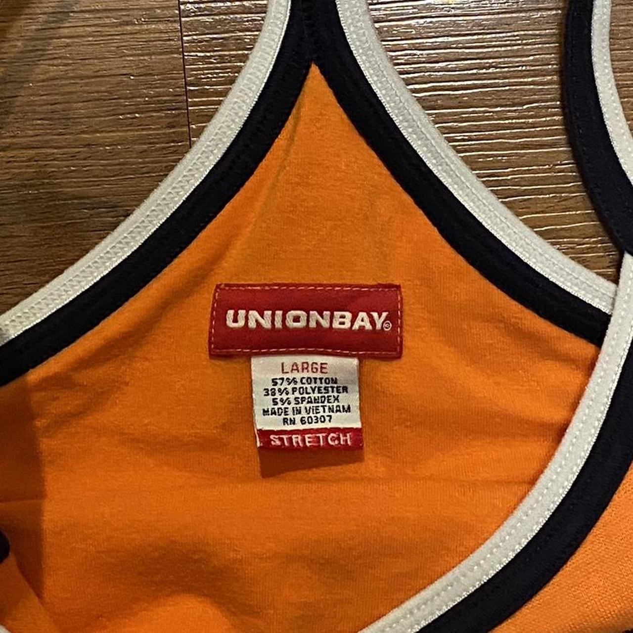 Union Bay Women's Orange and Navy Vest Depop