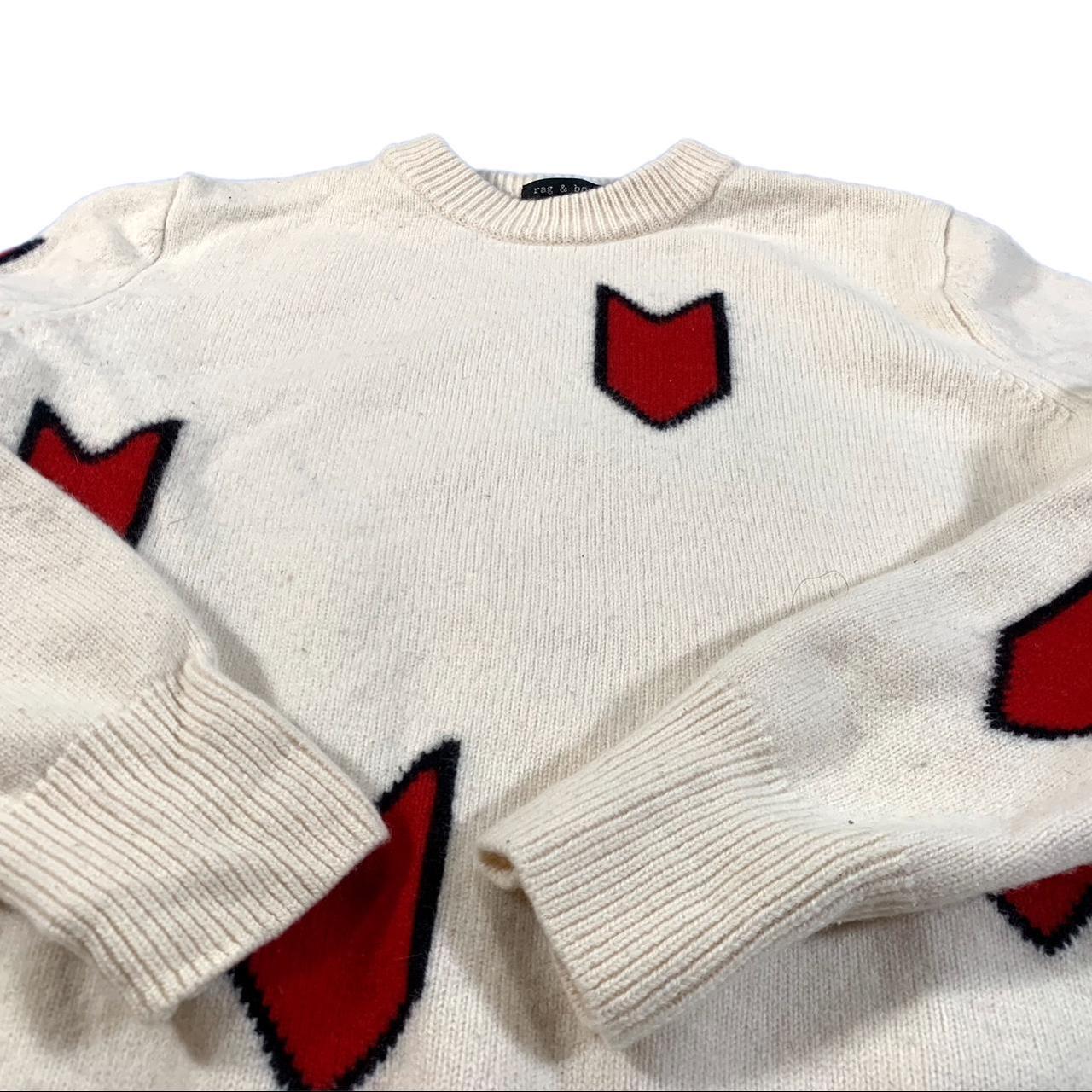 Rag & Bone Women's White and Red Jumper | Depop