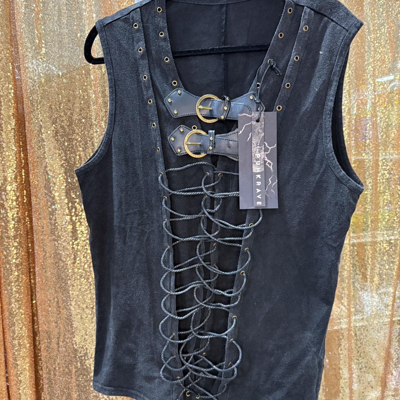 Black medium punk rave tank top Tagged M-L,... | Depop