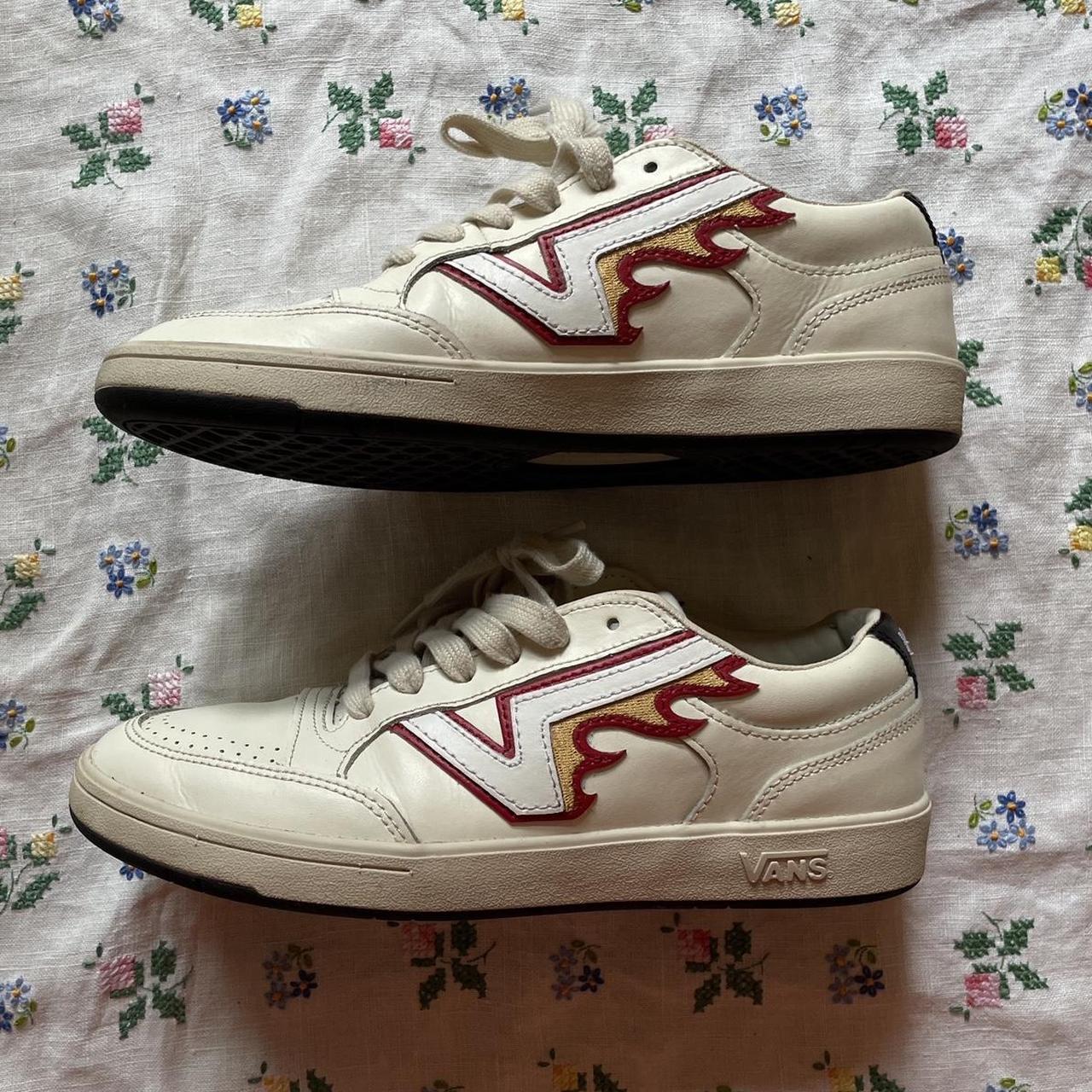 Coolest Vans sneakers! Has leather fire logo... - Depop