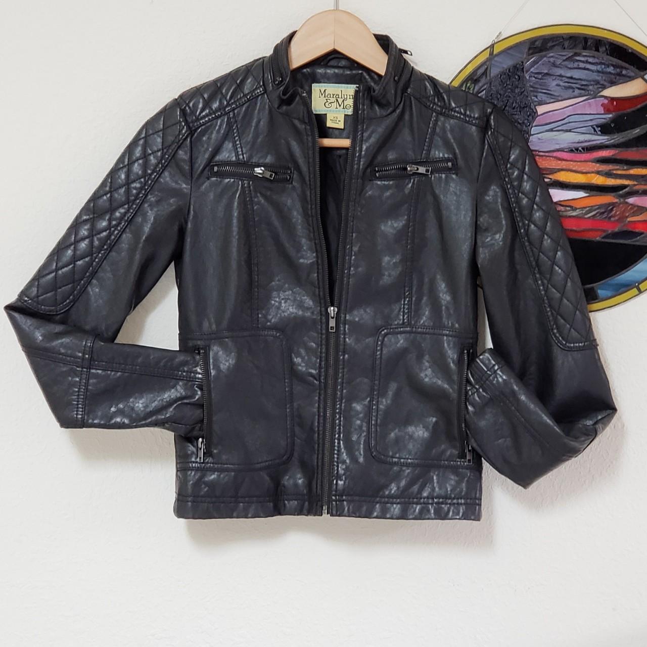 Y2k Vintage Black distressed faux leather full zip... - Depop