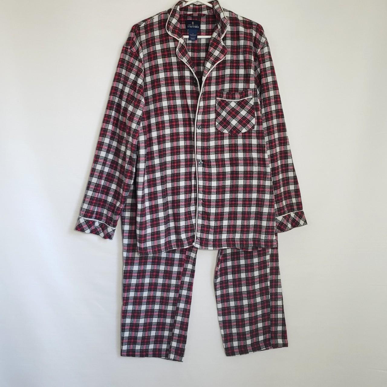 Plaid Print Comfy 2PC. PJ s Set Mens L Button Up