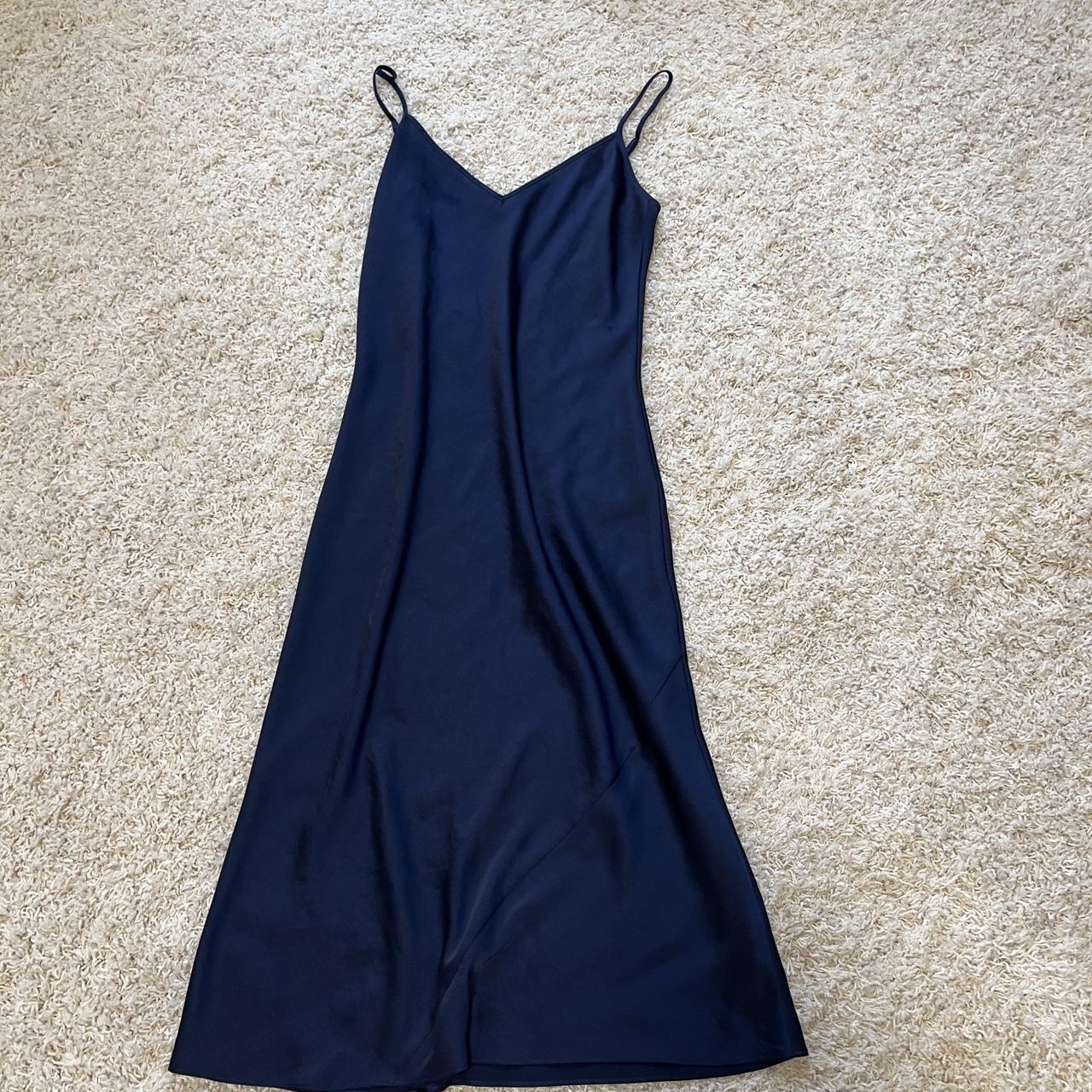 Aritzia Wilfred Midi Slip Dress In Navy Blue Size Xs... - Depop