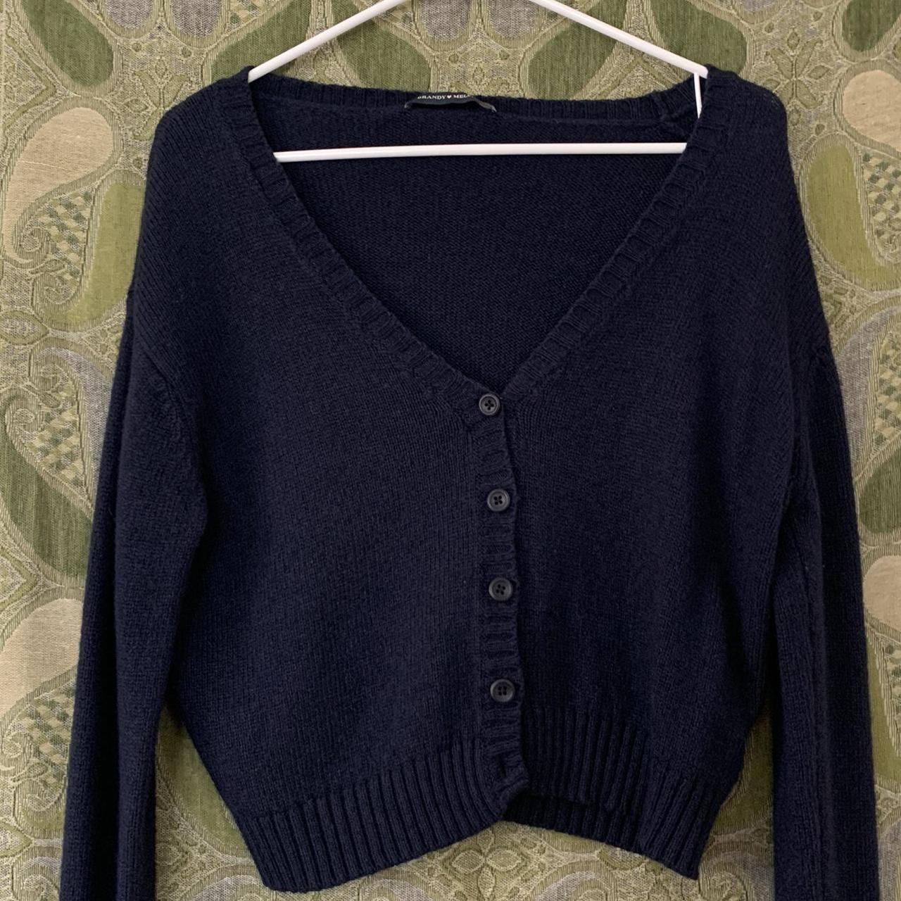 Brandy Melville Women's Navy Cardigan | Depop