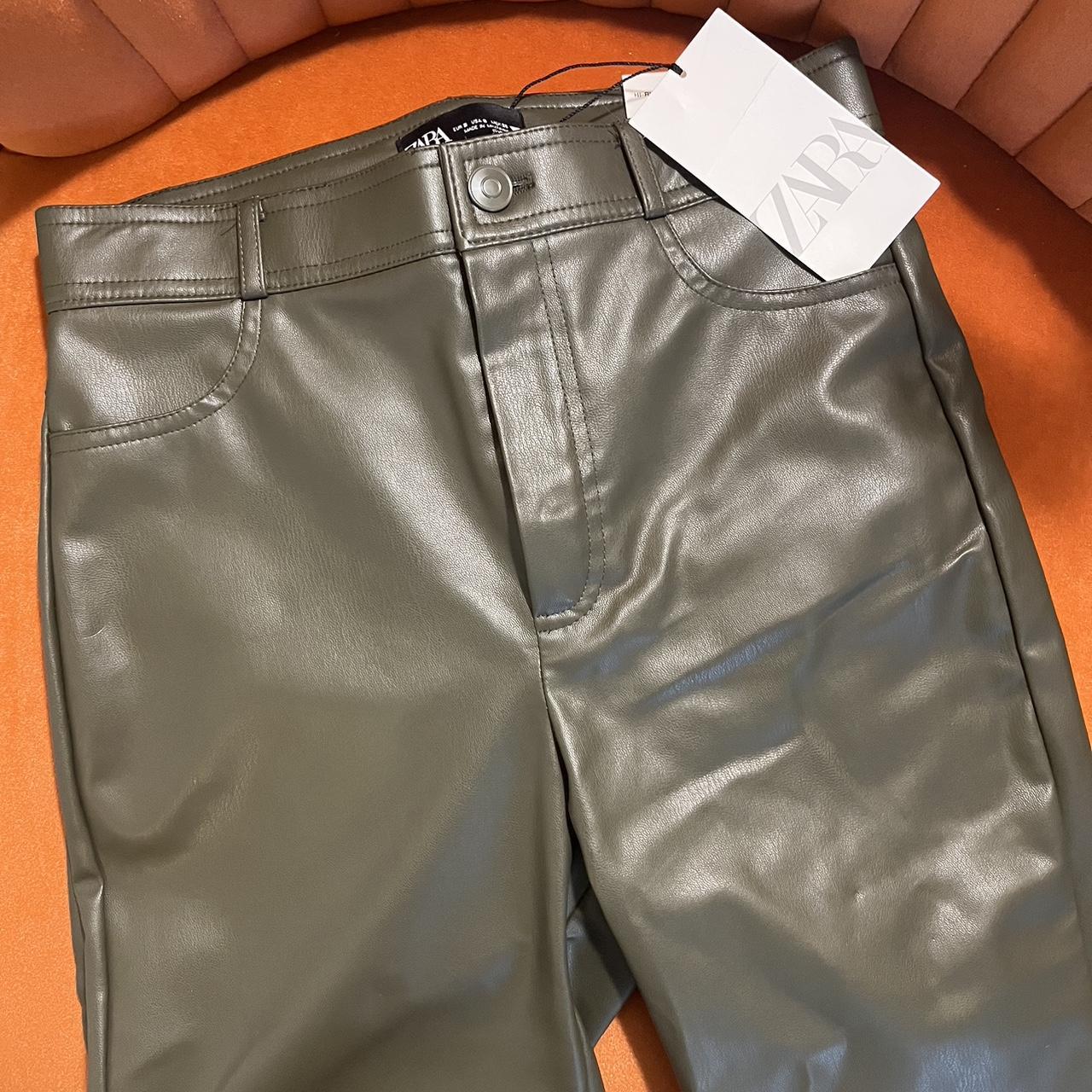 Black zara leather cargo pants #zara #leather #pants... - Depop