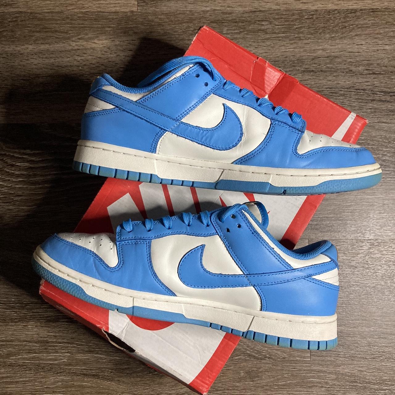 Nike Women's Blue and White Trainers | Depop