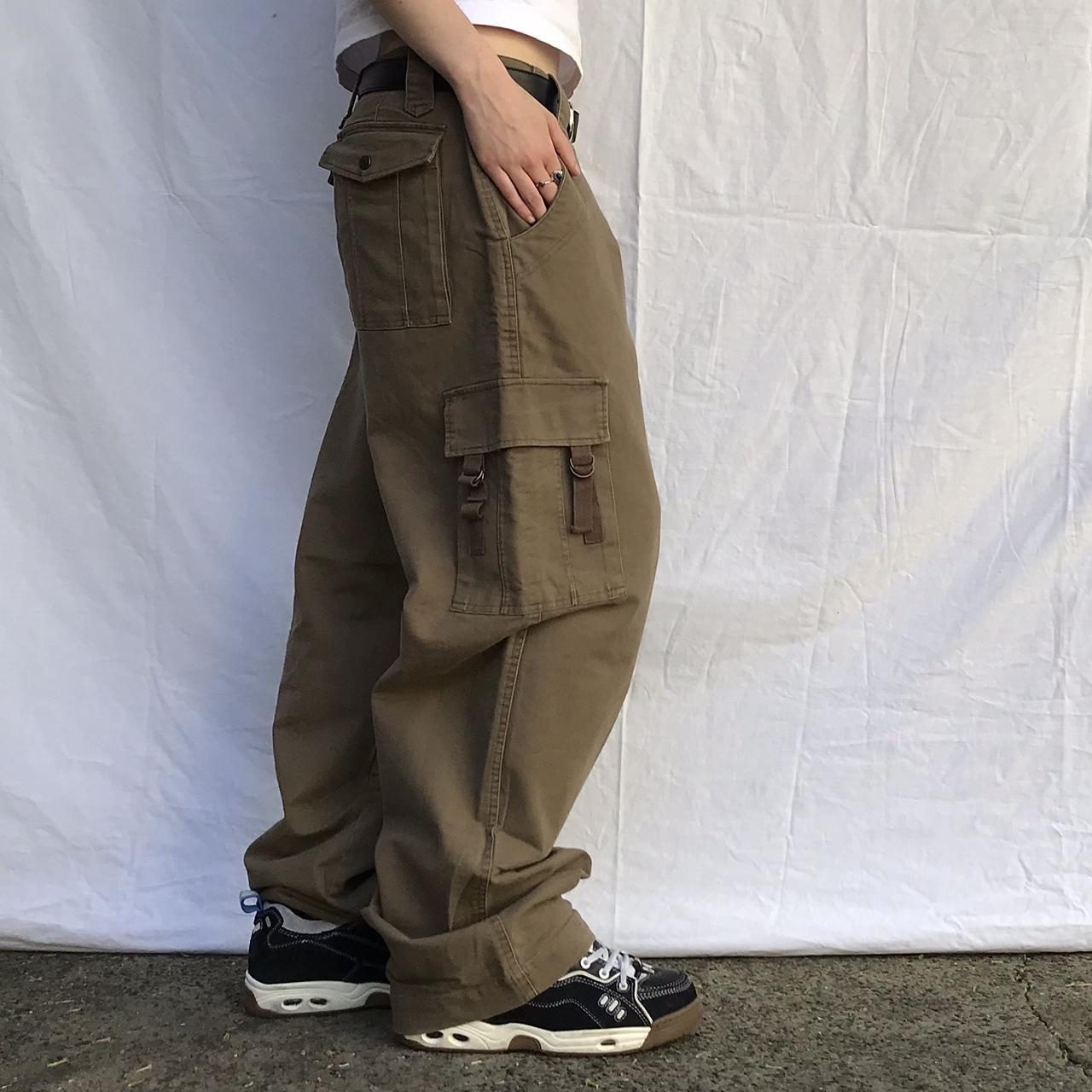 Vintage baggy brown cargos sick wide straight leg... - Depop