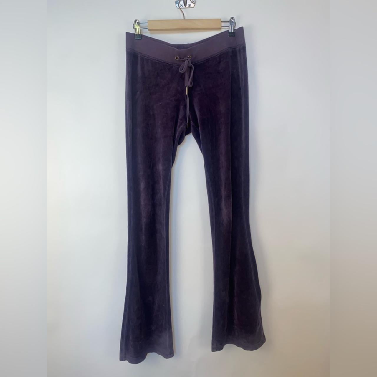 Y2K Juicy Couture Velour Purple Flare Leg Track... - Depop