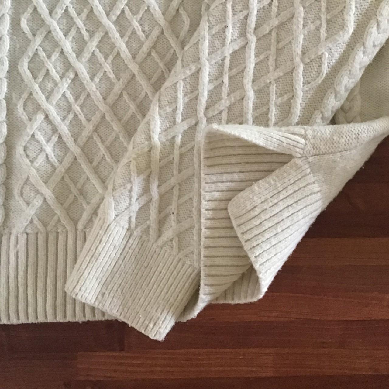 h m white cable knit jumper size small but Depop