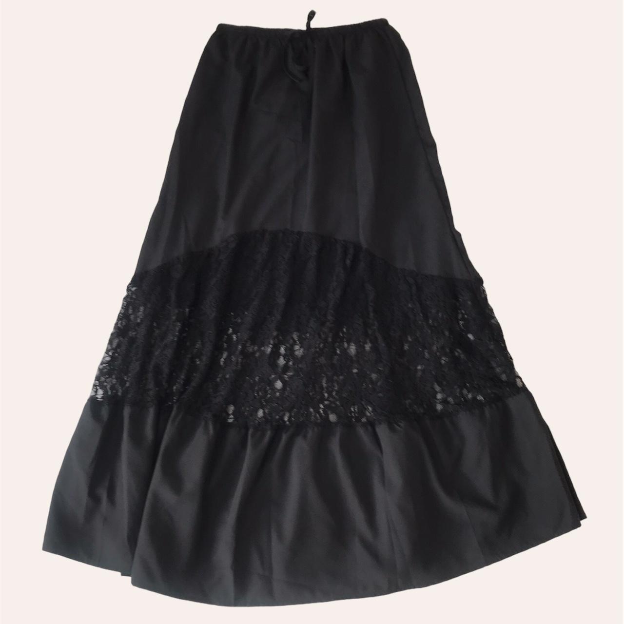 Black lace maxi skirt Size small... - Depop