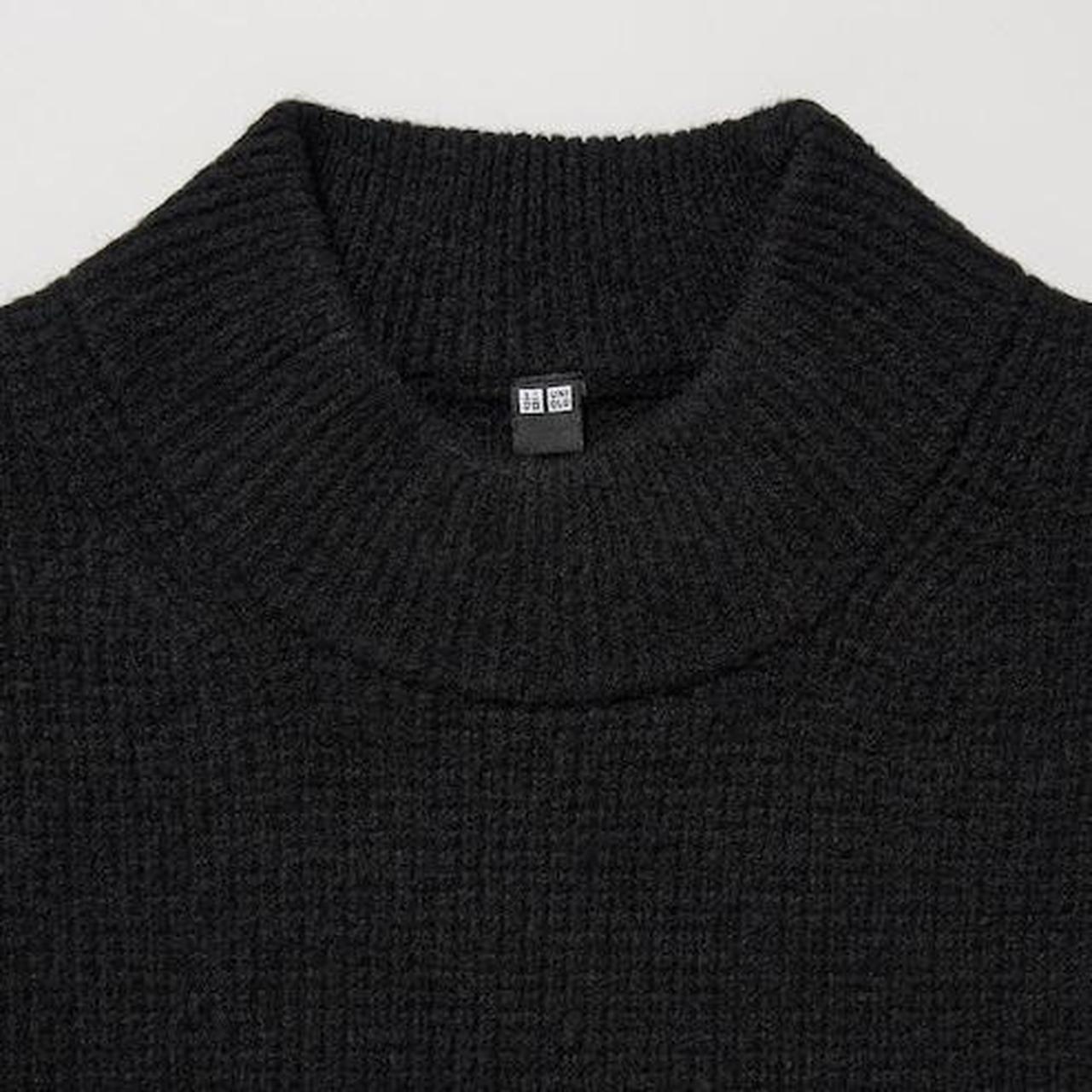 Uniqlo Soufflé Yarn Mock Neck Sweater Black Size S - Depop