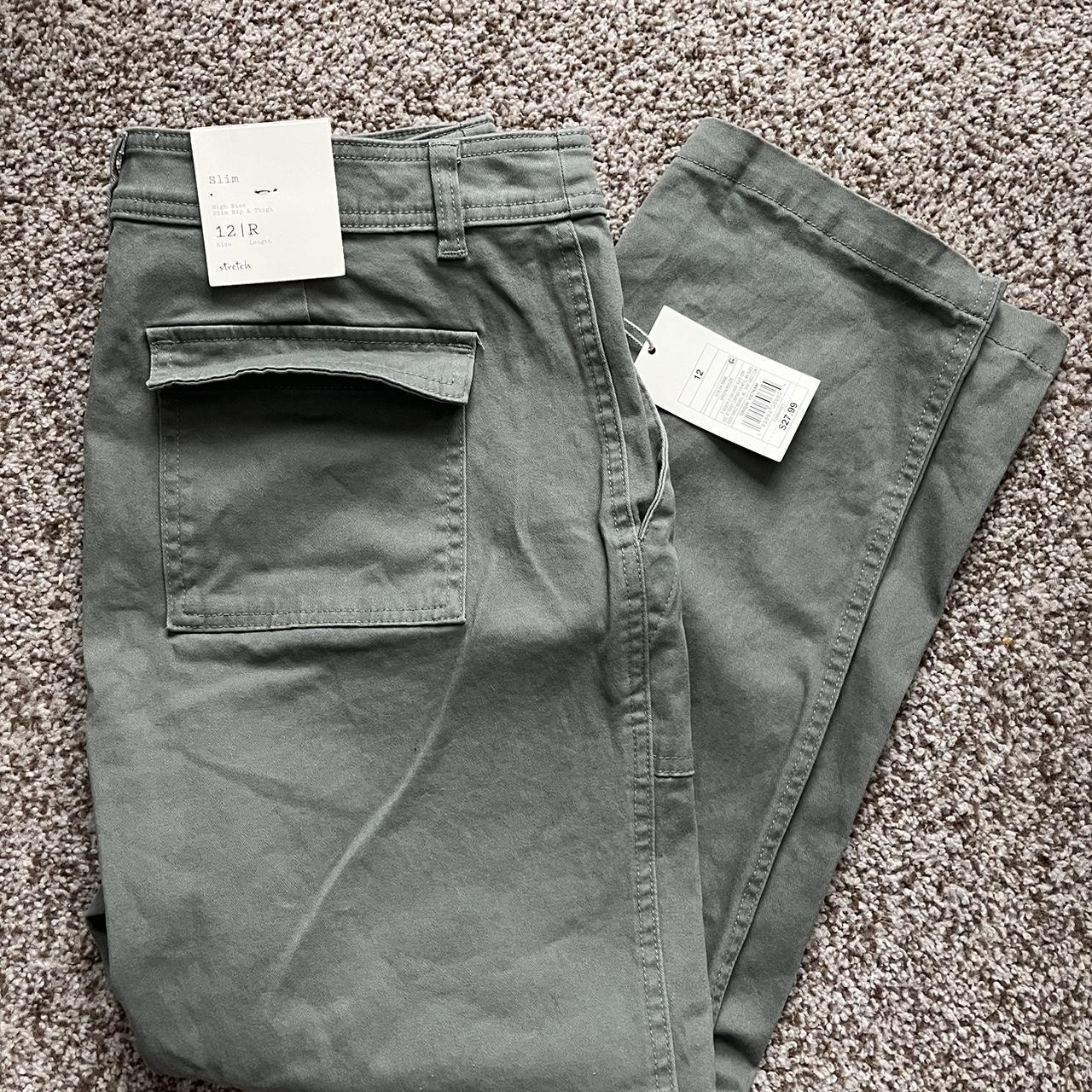 A New Day Olive Green Skinny Cropped Trouser Pants - Depop