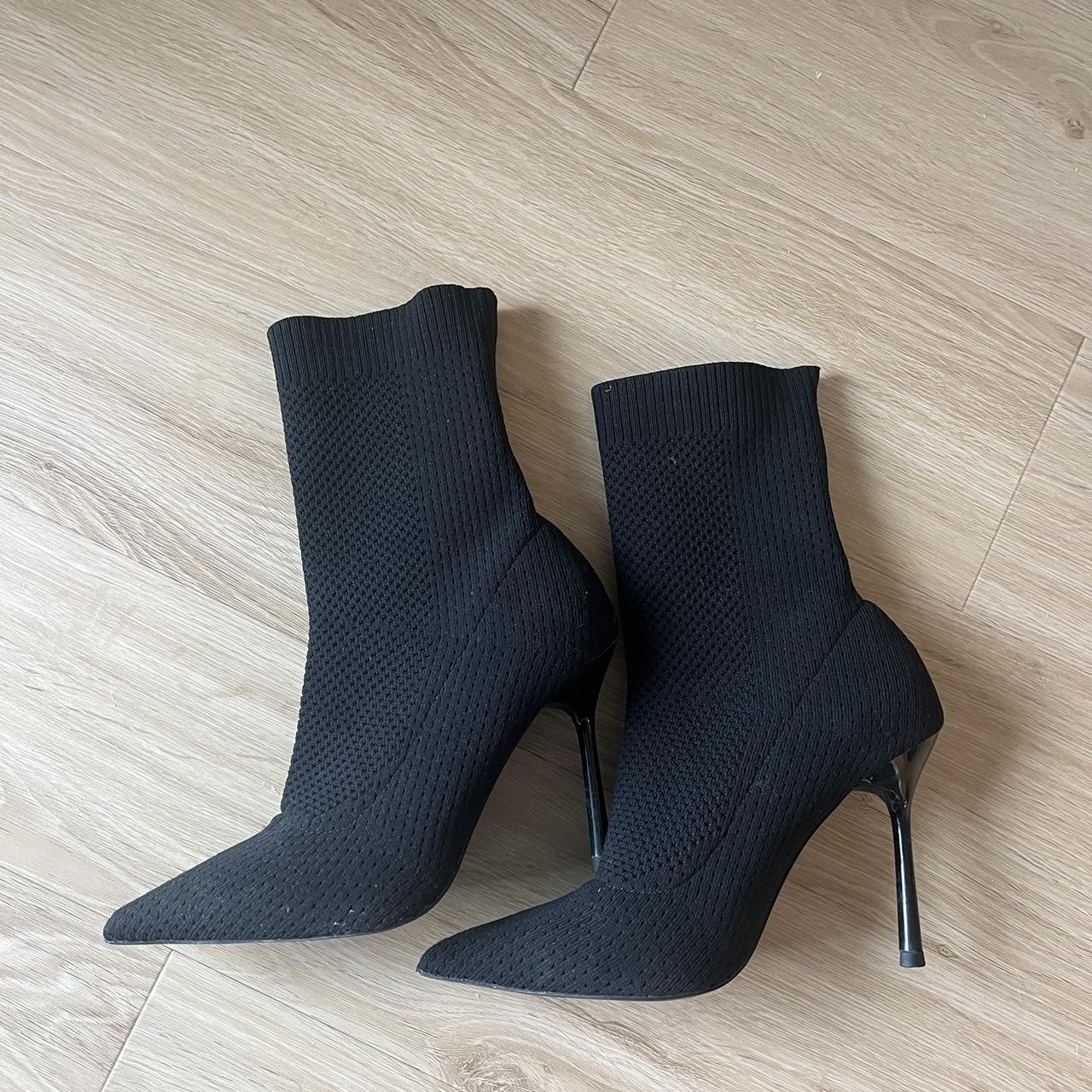 Point-toe black boots Zara Size 36 / US 6 Only... - Depop