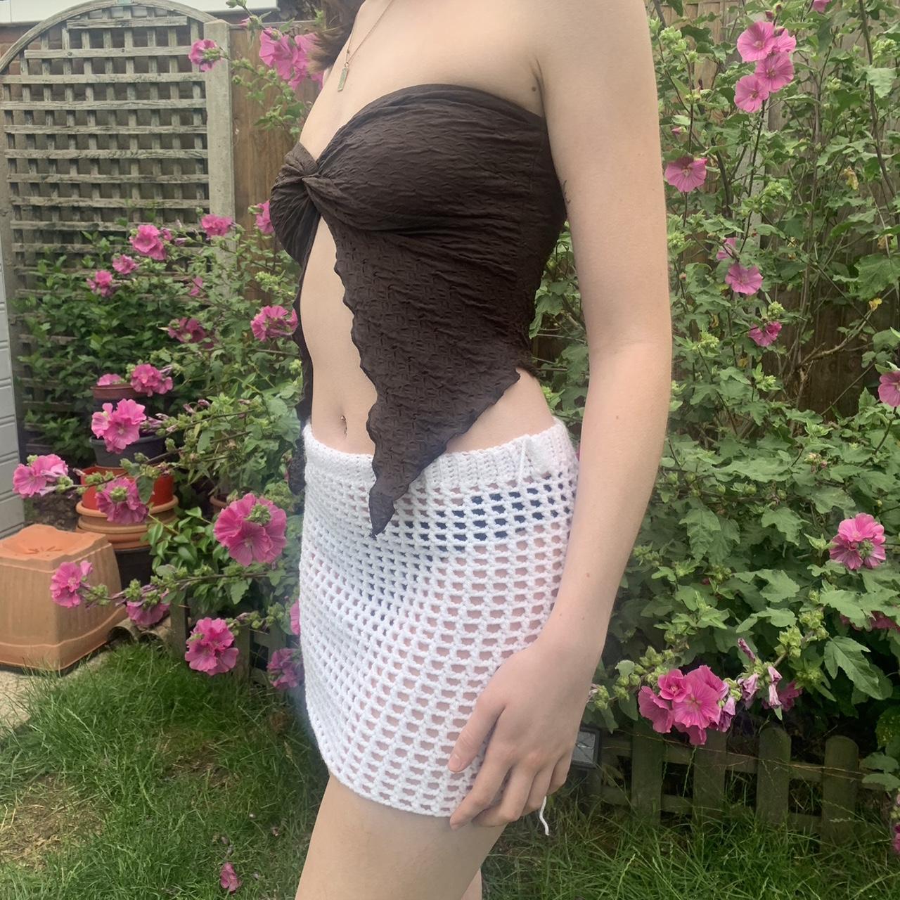 White Mini Skirt🦢 Crochet Cotton Depop