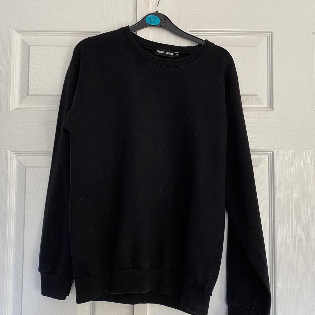 PrettyLittleThing Women's Black Sweatshirt | Depop