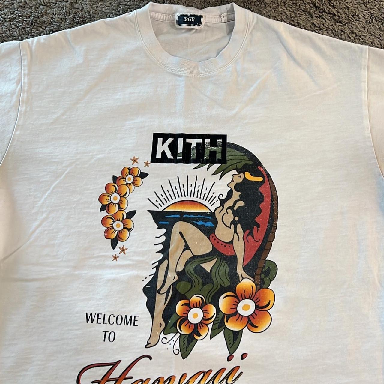 Pictured is a Kith Hawaii t-shirt sized XS. This