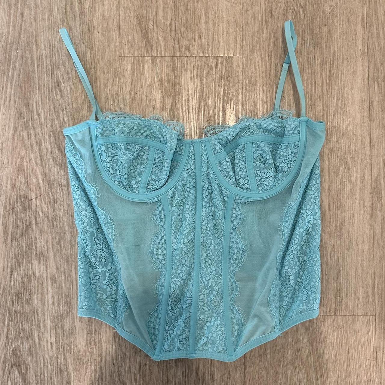 Urban outfitters corset Teal color Only worn once... - Depop