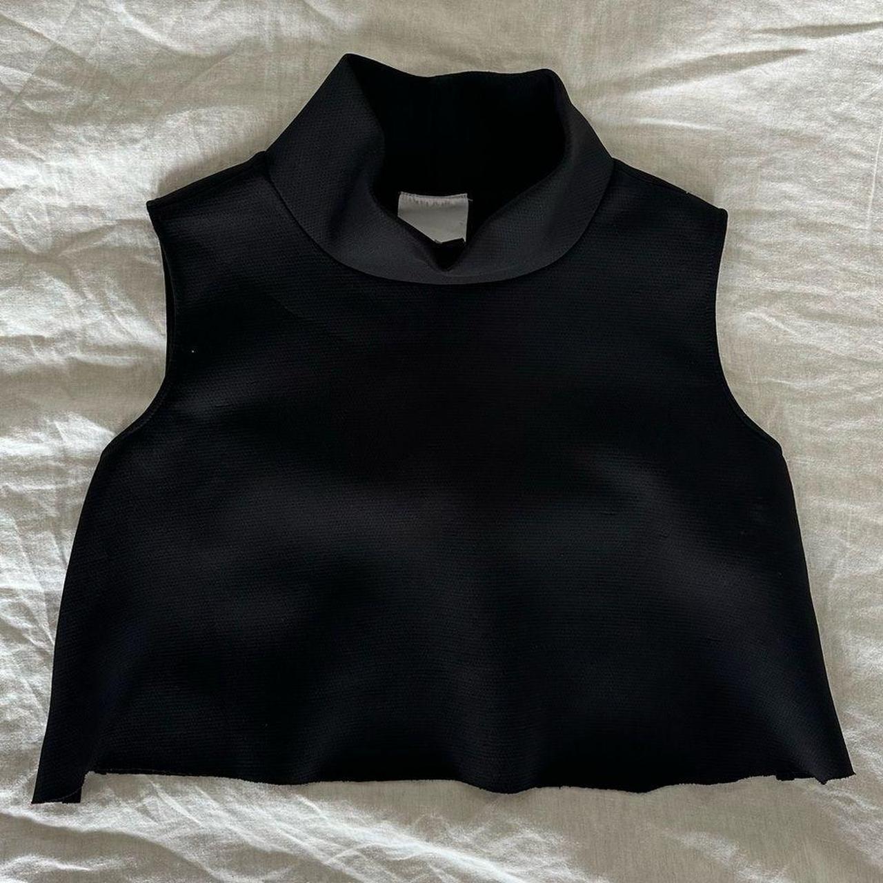 C/MEO Collective Black Neoprene Mock Neck Crop Top... - Depop