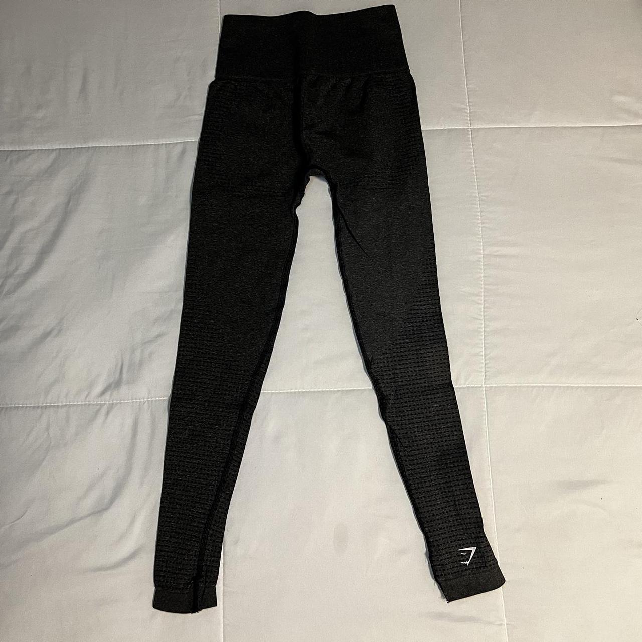 Gymshark Women's Black and Grey Leggings Depop