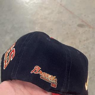 Vintage New 90s Atlanta Braves Snapback Hat Cap Blockhead