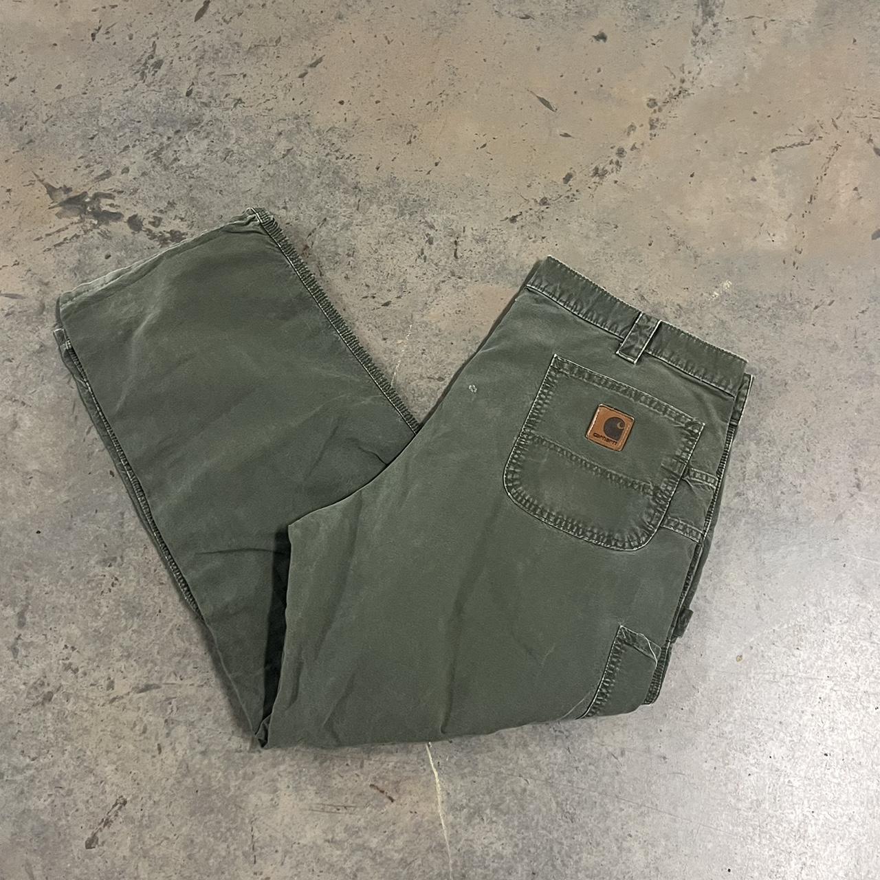 Vintage Carhartt Moss Green Cargo Pants 81510LV Size... - Depop