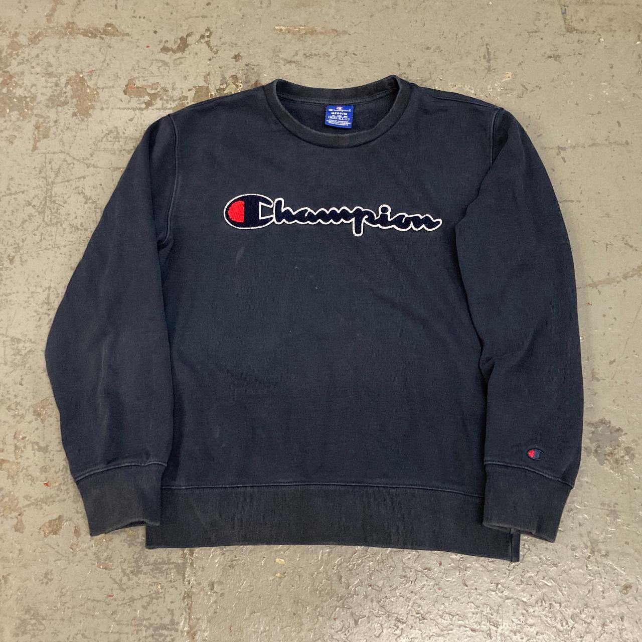 Vintage Champion Sweatshirt Embroidered Logo... - Depop