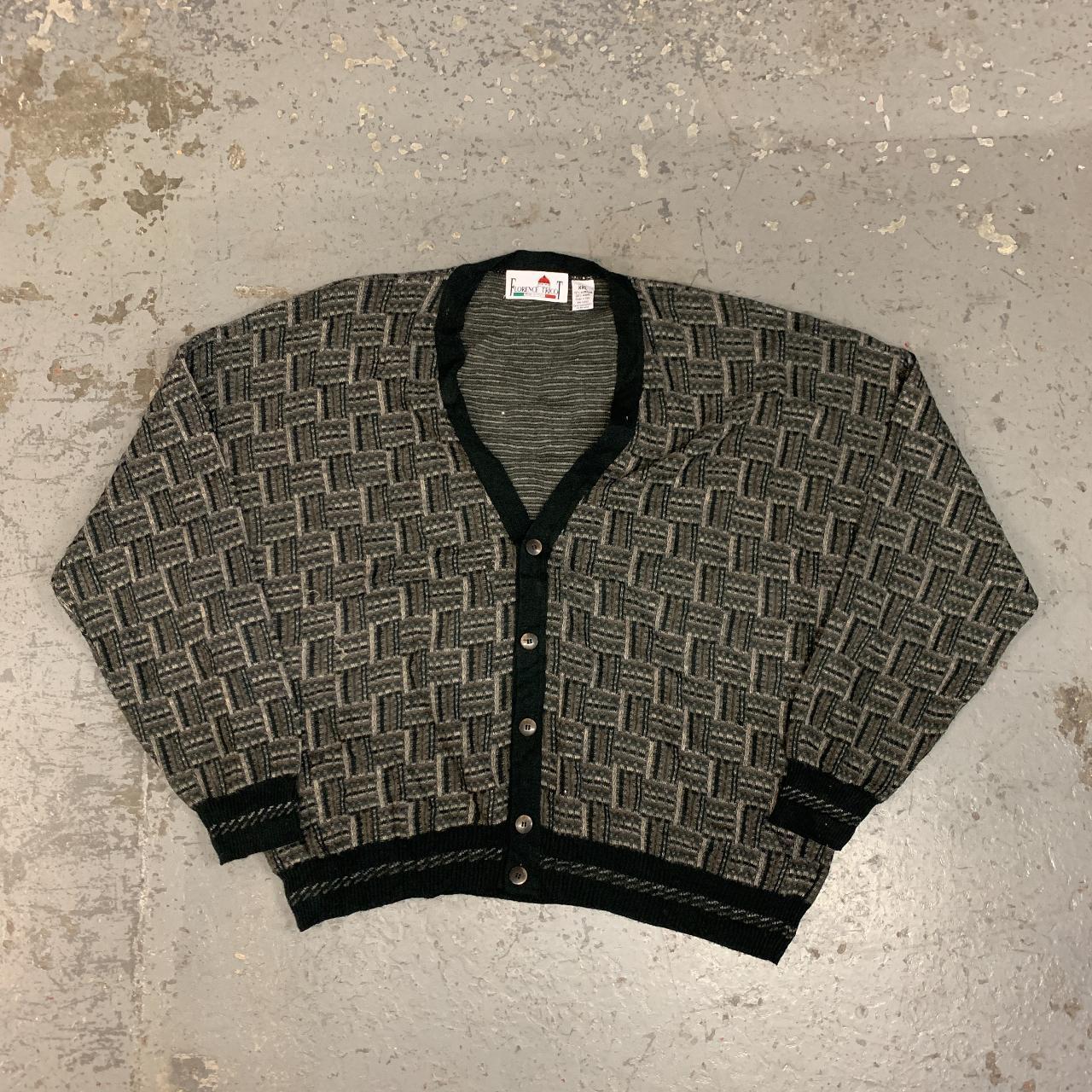 Men's Black and Tan Cardigan Depop