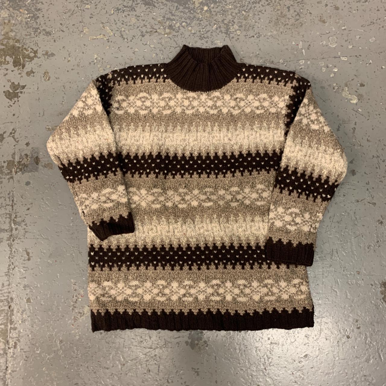 Vintage abstract knitted jumper Funky Cottagecore... - Depop