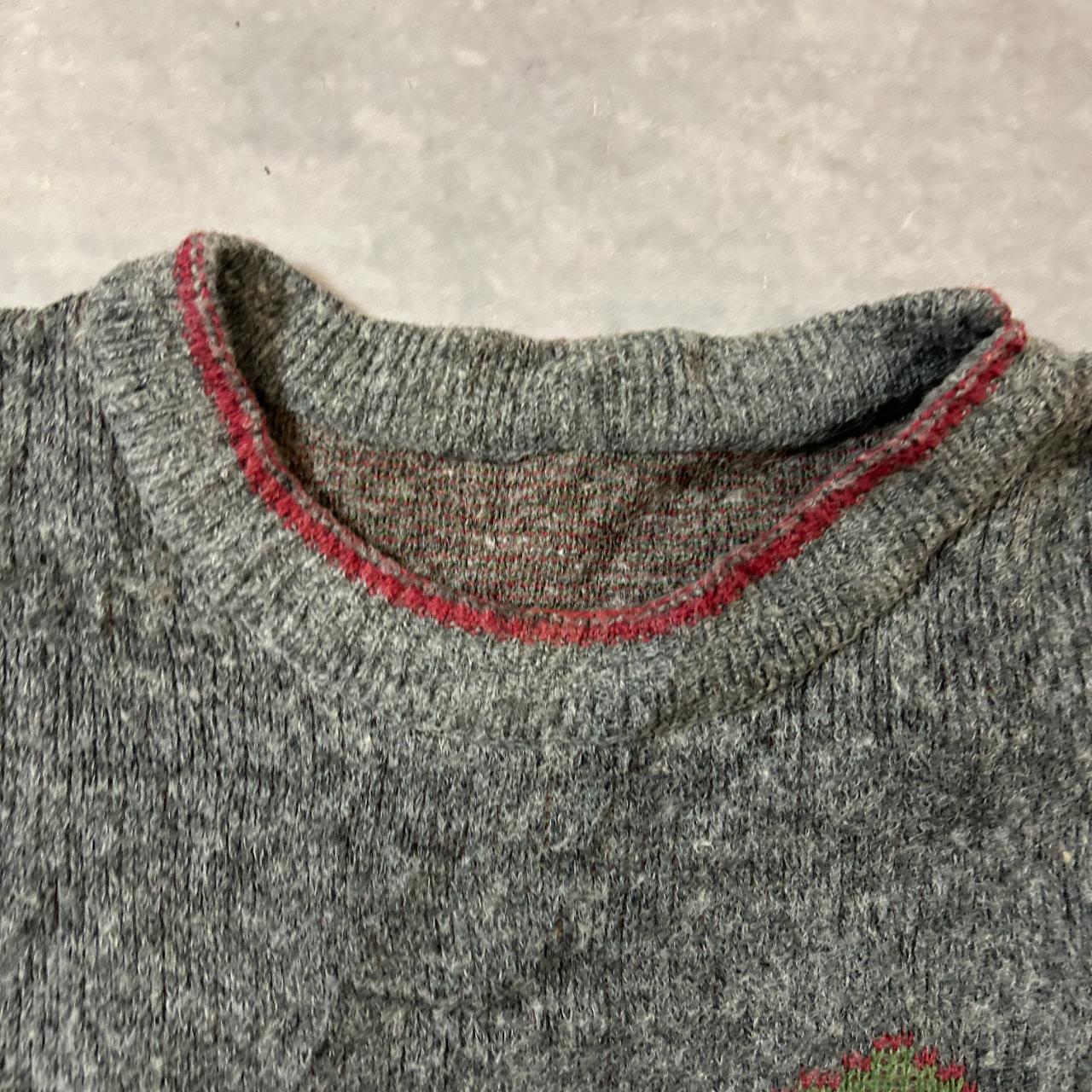 Vintage abstract knitted jumper Patterned Grandad... - Depop
