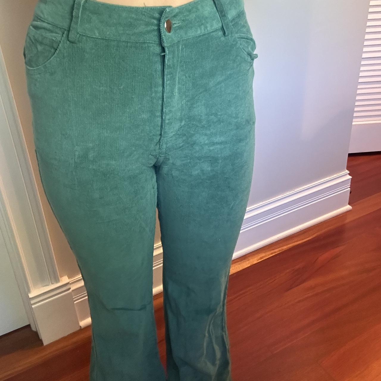 Princess Polly Women's Jeans - Green - 4 – Princess poly green suede flair jeans OPEN …