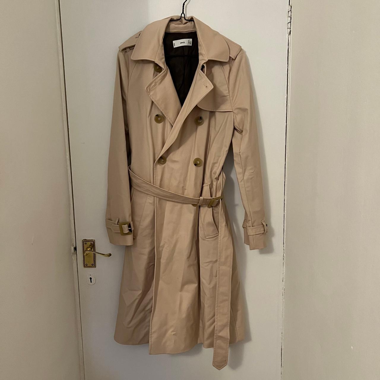 Mango Classic cotton trench coat in pale pink Size... - Depop