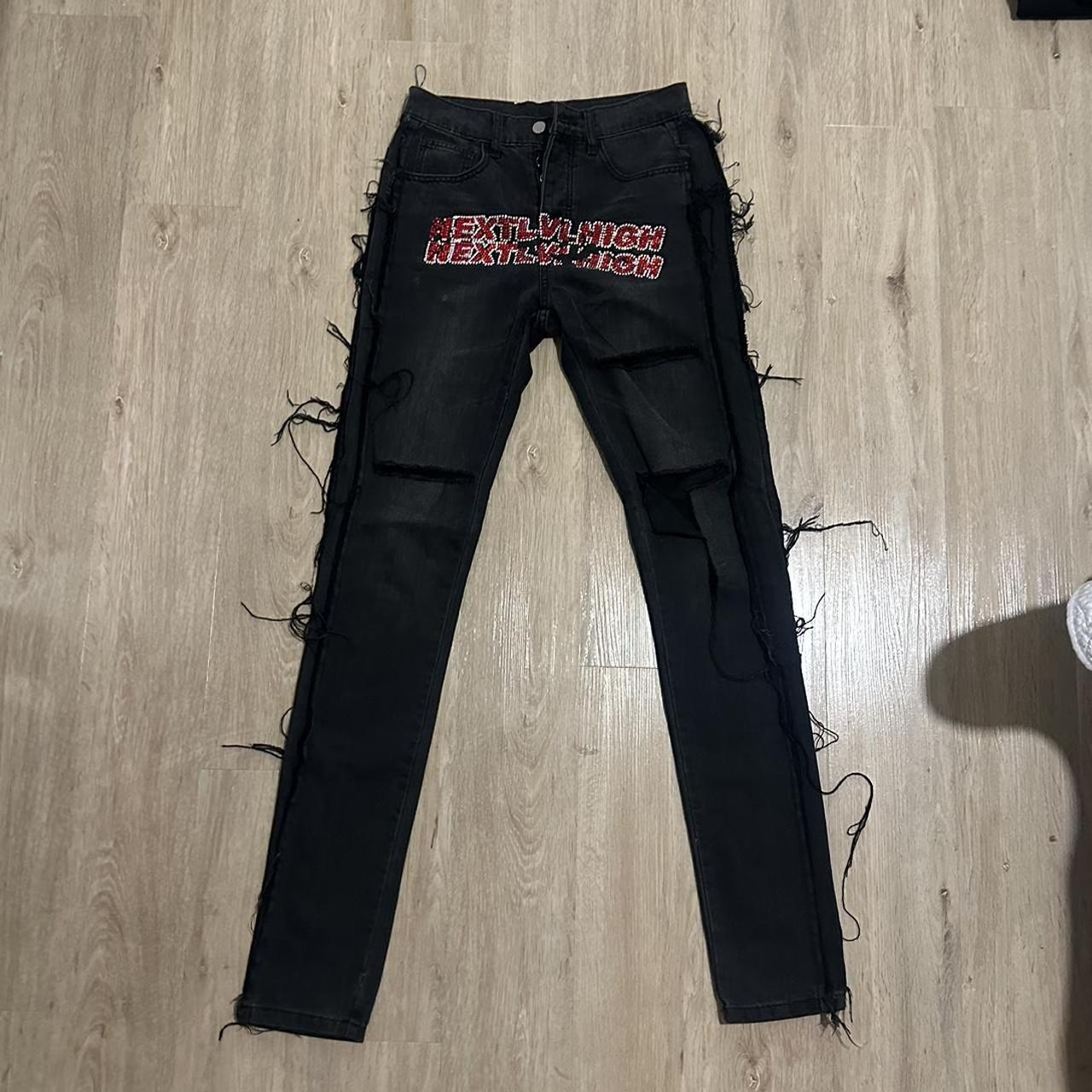 mrdr brvdo distressed embellished jeans MURDER... - Depop