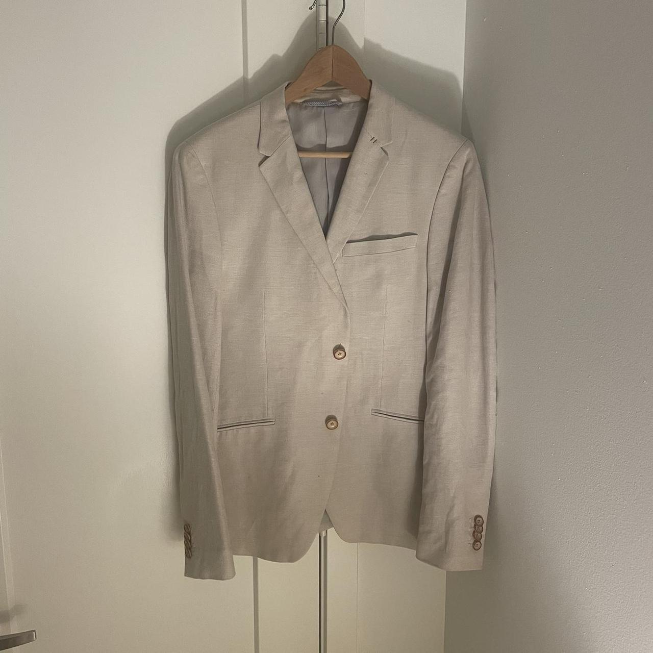 Mens Zara Linen Suit Jacket: 34R Slim Fit Depop