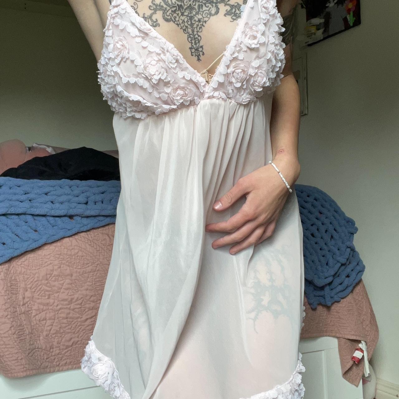 sheer vintage lingerie slip dress shaw set, robe