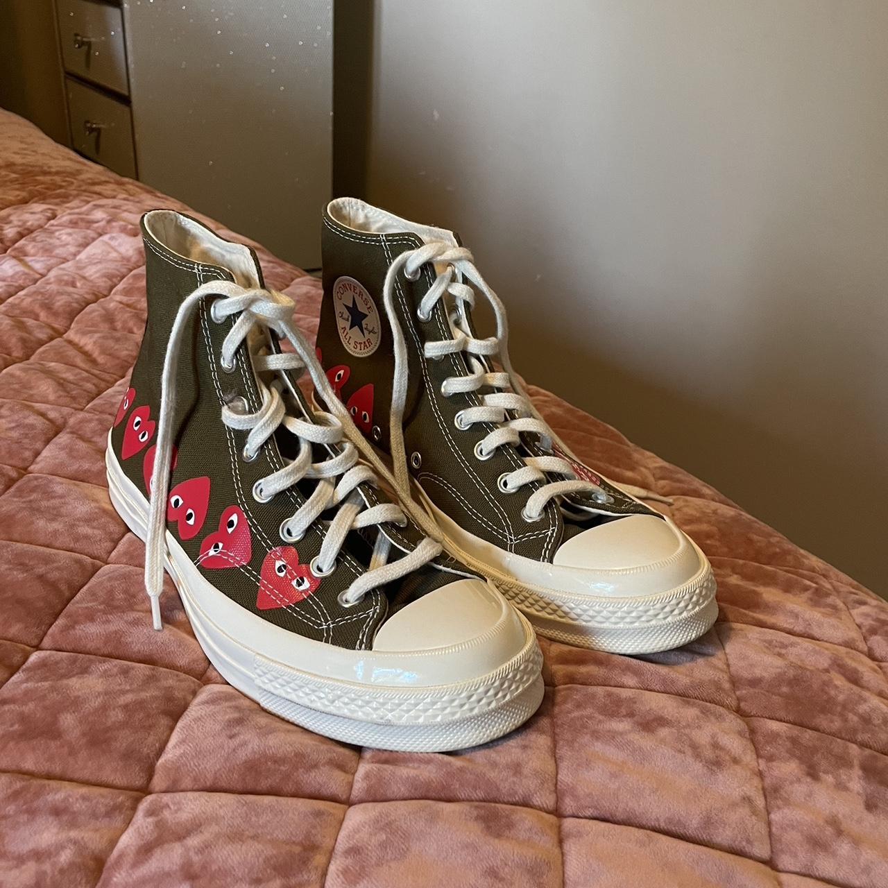 Brown leather converse with detailing. Mens size 8 - Depop