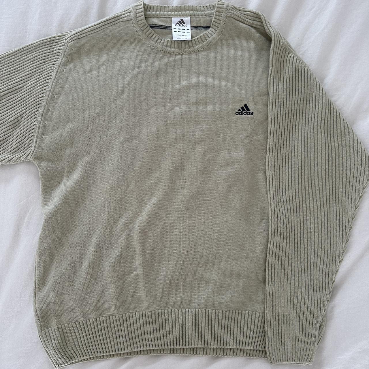 TAUPE ADIDAS SWEATER ribbed arms and detailing Depop